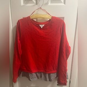 crown & ivy red dot layer look sweater Sz PXL